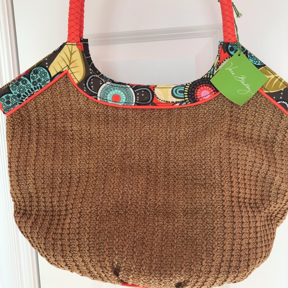 Vera Bradley straw bucket tote